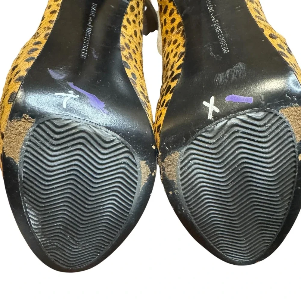 Diane von Furstenberg Shoes Womens Leopard Pony‎ Hair Calf Hair Stiletto Heels